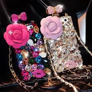 New Luxury Crystal Sparkle Diamond Rhinestone Perfume Bottle Phone Case with lanyard For iphone 7plus 8plus x xr xs max