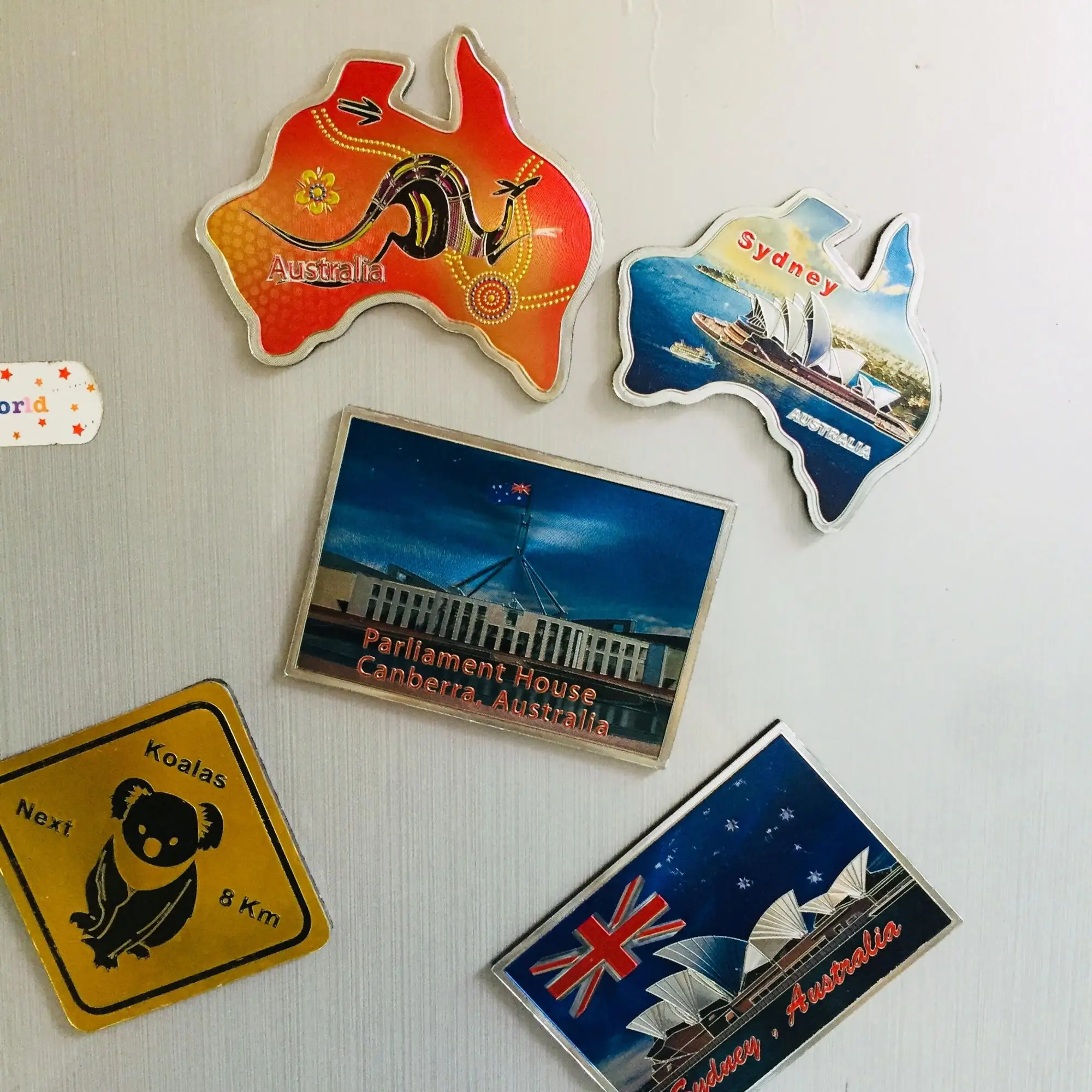 

Custom Australian souvenir tin metal plate aluminium foil Gold silver fridge magnets, Full color