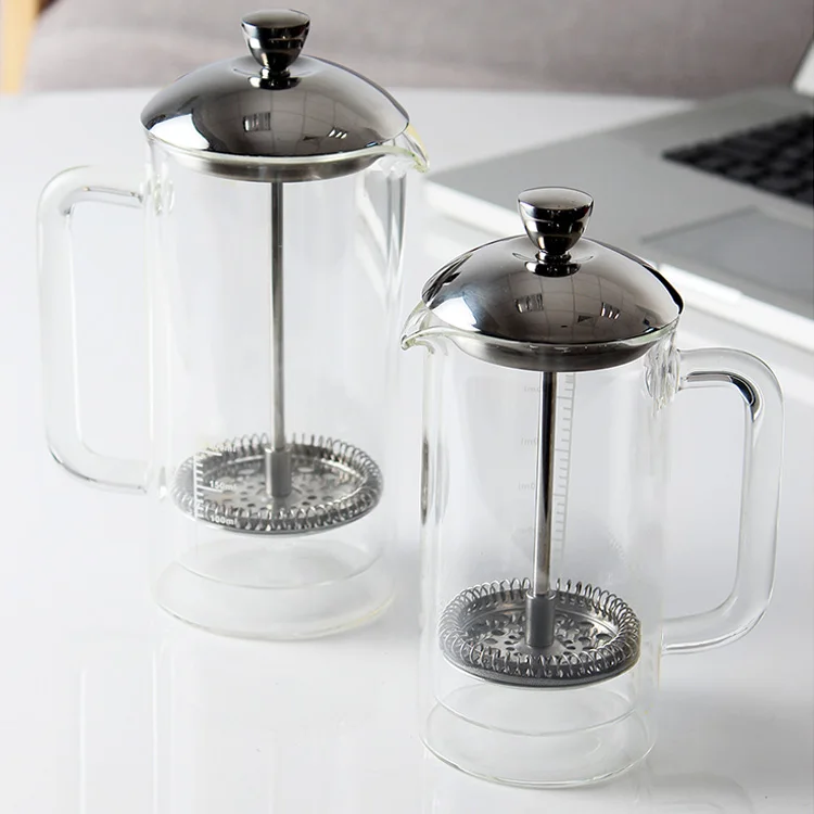 Double Wall Glass French Press Pot Insulated Glass Tea Coffee Maker