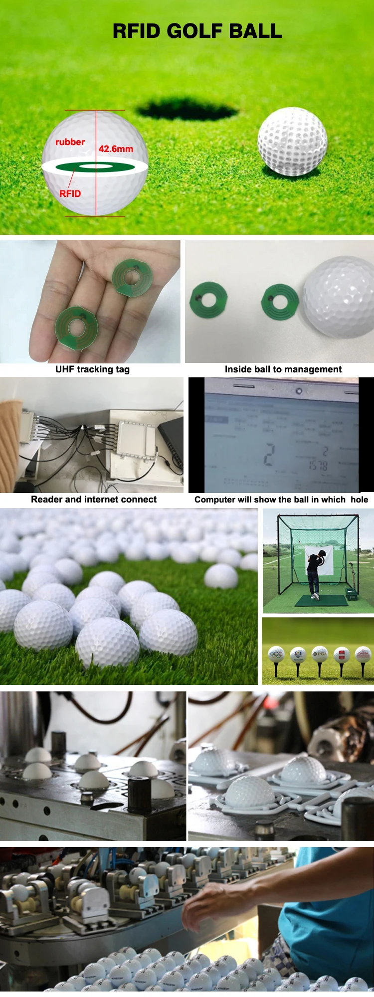 RFID HF UHF Tracking Golf Balls for Tournaments