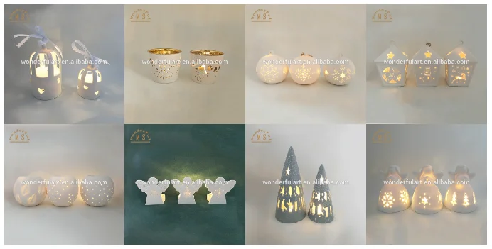 Ceramic Led light christmas angel wholesale hanging ball Xmas Tree Ornament candle light holders non-electronic Tea Light Holder