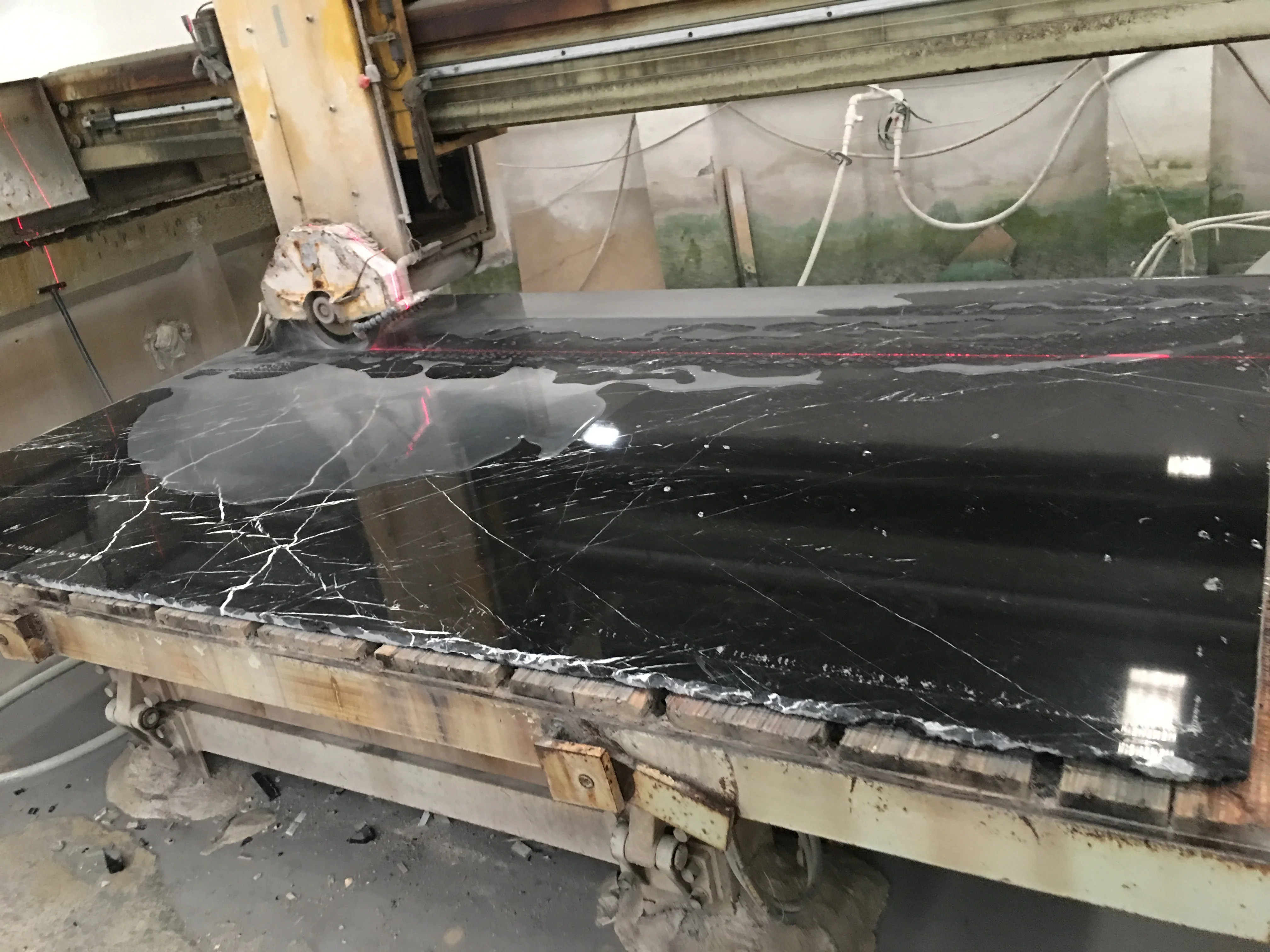 Samistone Black and White Slab Hotel Project Marble Stair