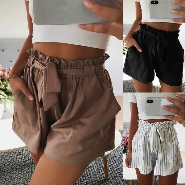 

Women Fashion Loose Shorts Lace Up Elastic Waist Summer Beach Short Pants Shorts