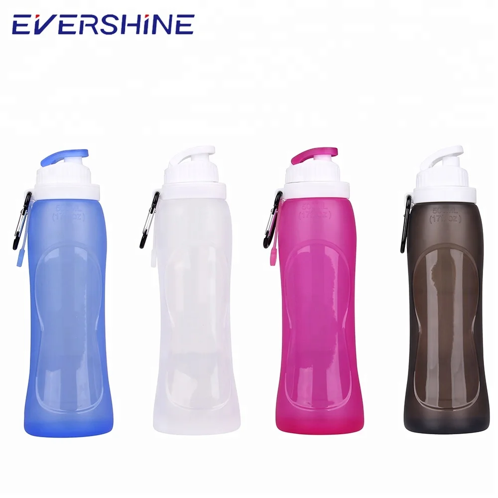 

500ml Customized Portable Bpa Free Travel Foldable Nomader Sports Wholesale Silicone Drinking Silicon Collapsible Water Bottle, Customized color