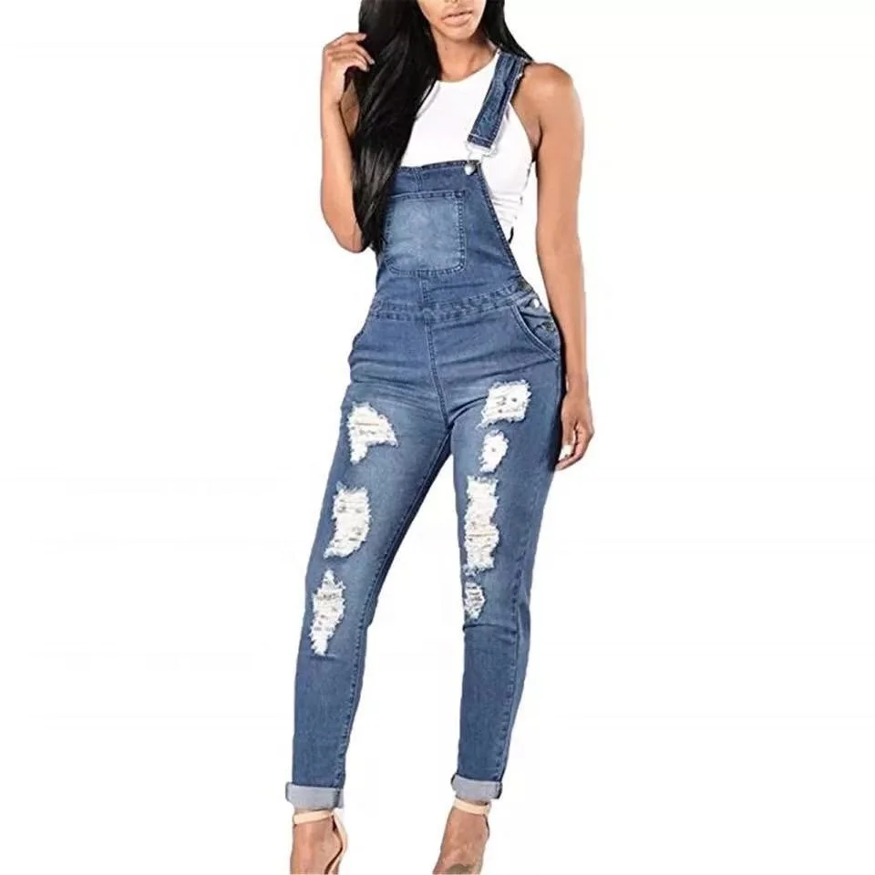 

Black Friday Deals Holes Overall Jeans New 2018 Fashion Women Jumpsuit Baggy Destroyed Look Pants Size S-XL