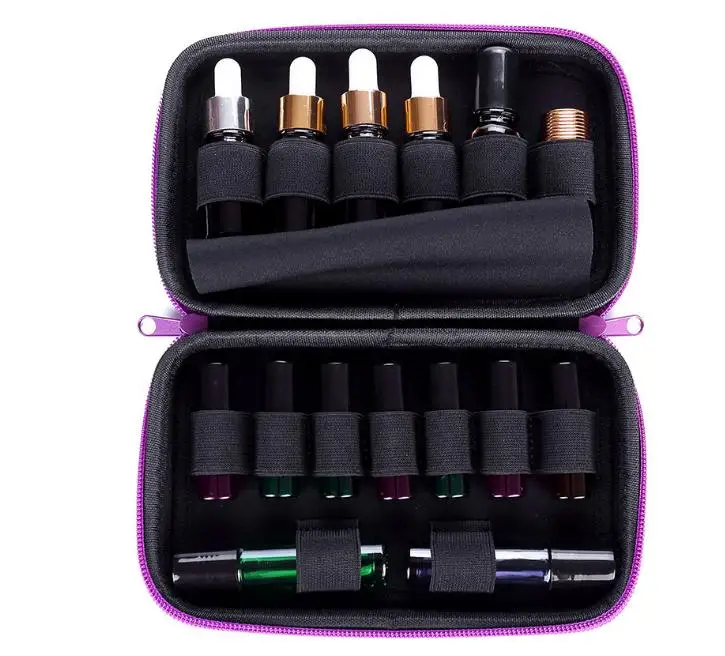 

16 Roller Bottles Essential Oil Carrying Case Holder Perfume Oil Portable Travel Storage Box Aromatherapy Organizer Bag 5ML 10ML, 2 colors