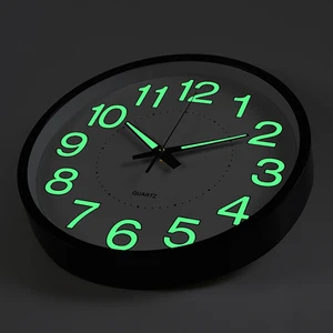 Image of Modern 12 Inch 30cm Circular Round Night Glow Luminous Light Wall Clock