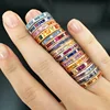 bezel setting engagement thin band red baguette cubic zirconia stack ring set