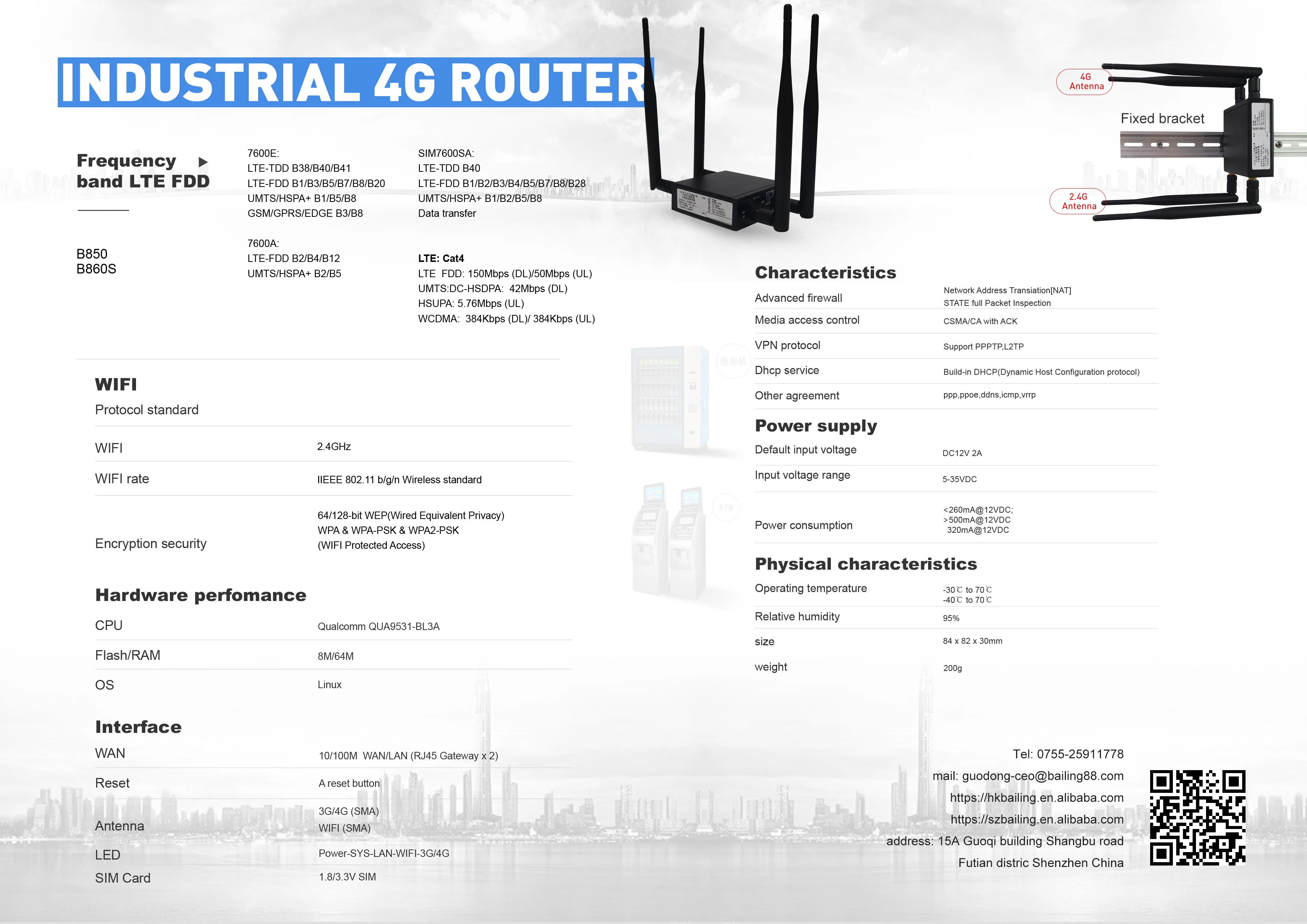 2.4Ghz WIFI Router With sim card slot 2 Lan port lte router 4G