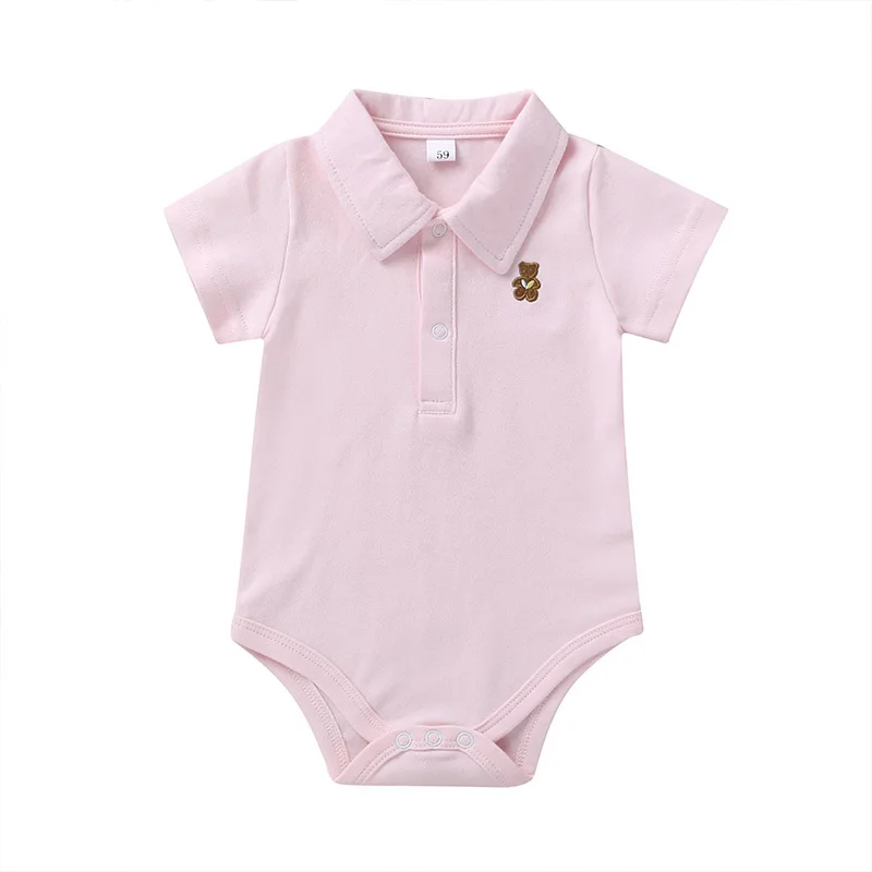 summer new polo shirts baby romper new born baby clothes 100% cotton rompers OEM plain baby rompers