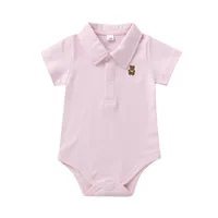 

summer new polo shirts baby romper new born baby clothes 100% cotton rompers OEM plain baby rompers