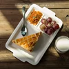 Dehua factory cheap price china glazed porcelain serving fast food tray ceramic 3 divided plate