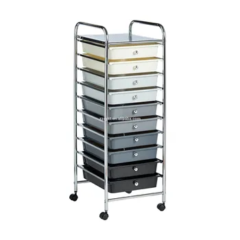 10 Plastic Drawers Rolling Hair Beauty Salon Storage Trolley Carts
