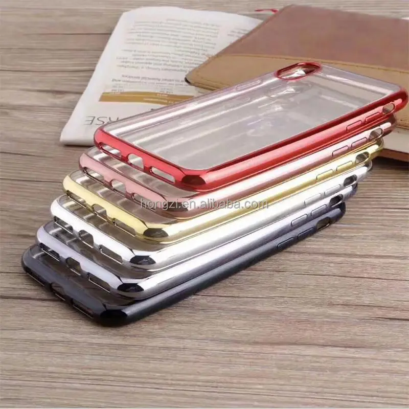 

For iP X Soft TPU Electroplating Border Design Plating Frame Transparent Phone Case Cover For iphone 8 7 6 6s Plus 5 SE, N/a