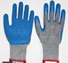 10g polycotton seamless knitted cuff Latex crinkle coated safety labor work job glove from zhencheng factory