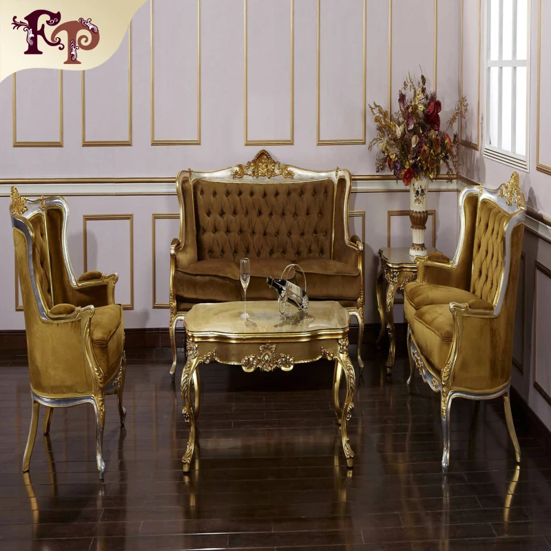 Clásica tallada muebles de madera maciza artesanal sofá conjunto ...
