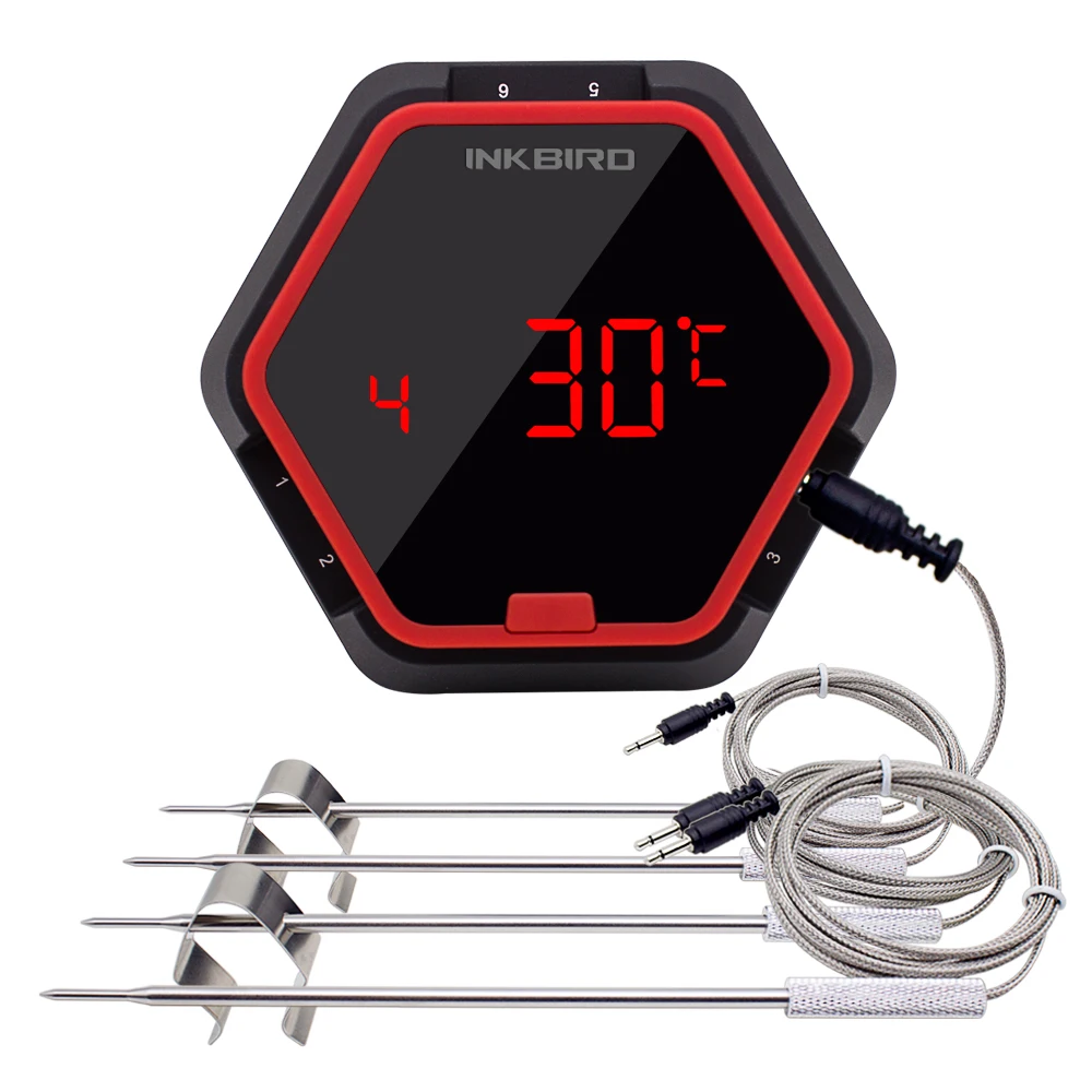 

Inkbird digital meat thermometer controller for grilling IBT-6X, Red;orange;black