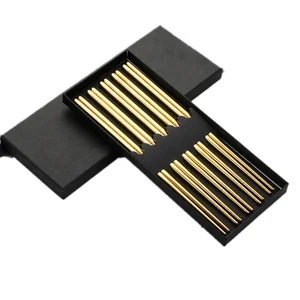Image of Titanium Gold 304 chopsticks Stainless Steel Square Chopsticks Metal Chopsticks