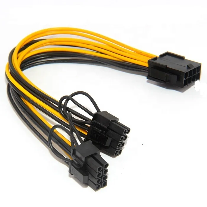 

CPU 8pin Female to dual PCI-E PCI Express 8p ( 6+2 pin ) Male power cable 18AWG wire for graphics card BTC Miner 20cm, Black+yellow