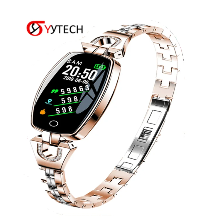 

SYYTECH H8 Women Fashion Smart Bracelet Heart Rate Blood Pressure Monitoring Sports smart watch APP connect Android IOS, Black;gold;silver