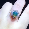 7mm Blue Agate 925 Sterling Silver Ring Round Agate Stone Finger Druzy Ring
