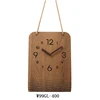 Cheaper Price Qingfeng Small Rectangle Shape MDF Eco- friendly Material Analog Hanging Clock with Hemp Rope for Wall Finishes