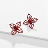 2019 new fashion jewelry Handmade silk knitting alloy red flower earrings stud