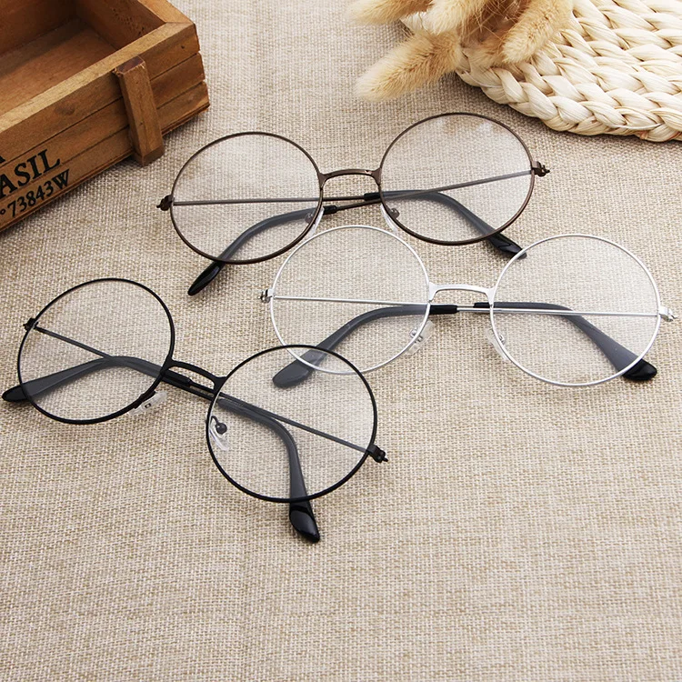 

B196 Hot New Spectacles Eyeglass Fashion Retro Frame Eyeglasses Women Men Simple Flat Myopia Optical Mirror Round Glasses, 6 colors