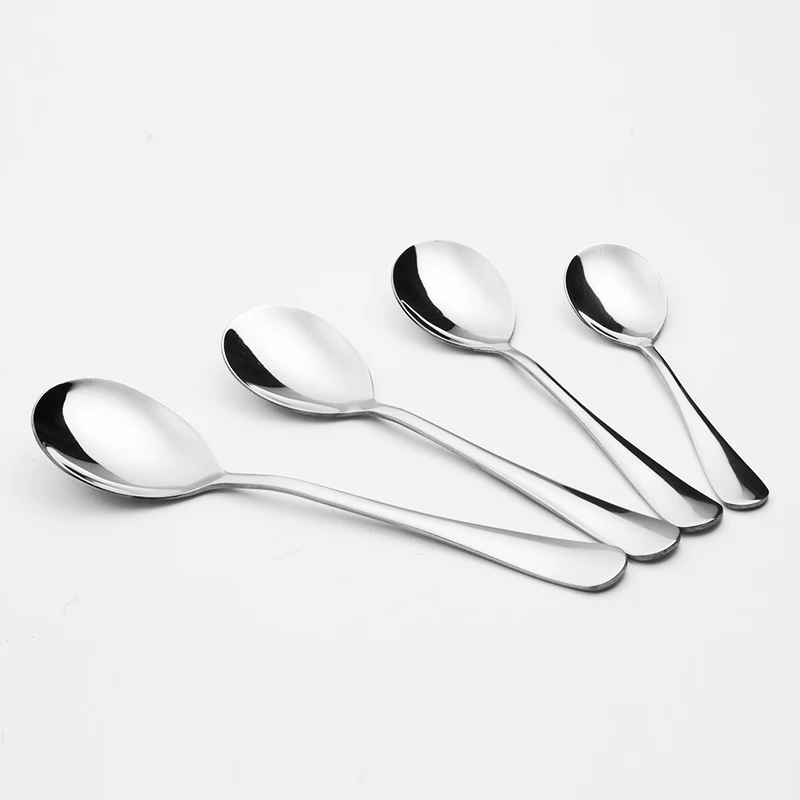 

Simple Cheap Flatware Round Handle Stainless Steel Serving Spoon, Silver