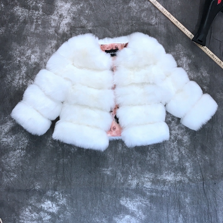 

Sweet style girl's short long sleeves faux fox fur coat, Customized color