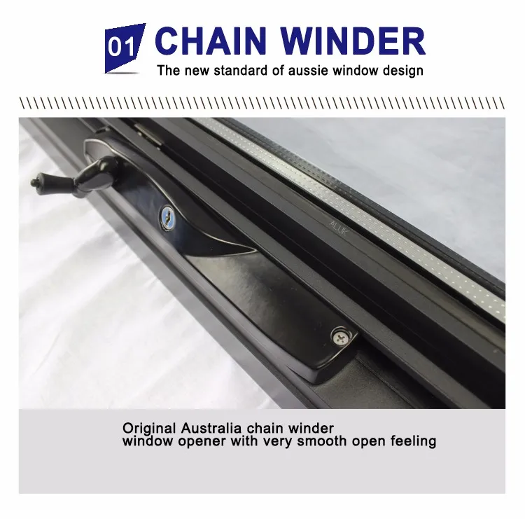 Australia commercial system 100mm thickness aluminum frame chain winder awning window with AS2047 standard