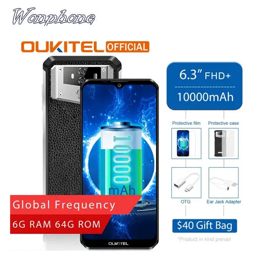 

Wholesale OUKITEL K12 Android 9.0 Mobile Phone 6.3 19.5:9 MTK6765 6G RAM 64G ROM NFC 10000mAh 5V/6A Quick Charge Fingerprint