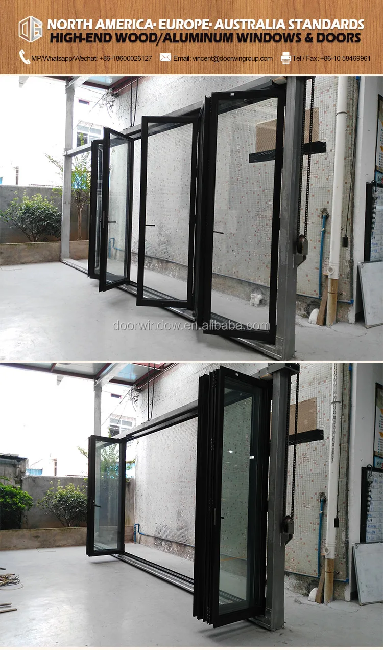 Cheap Thermal break aluminum bi folding door with Korea hardware  certified tempered glass bi-folding door