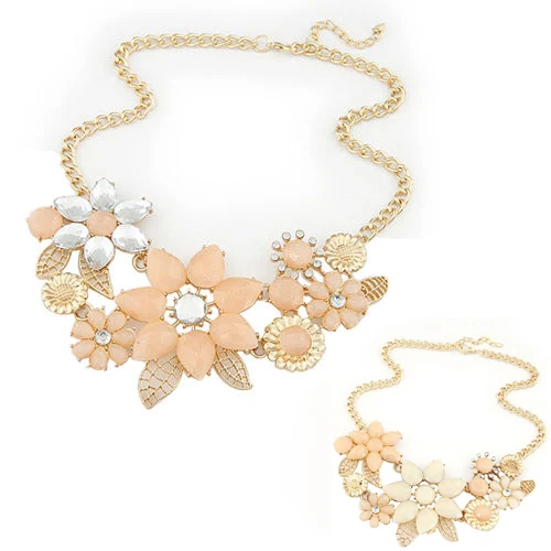 2015 new fashionable bright flower necklace charm rhinestone necklace and pendant gift