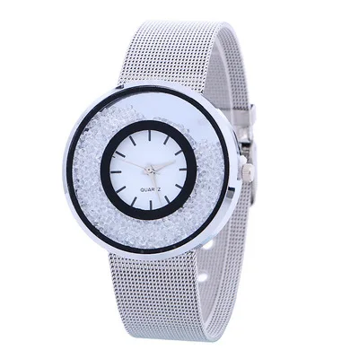 

8405 Fashion Top Quality Famous Brand Design Luxury Watches Mesh Steel Strap Quartz Women Dress Watch wrist watch for girls, Black;white