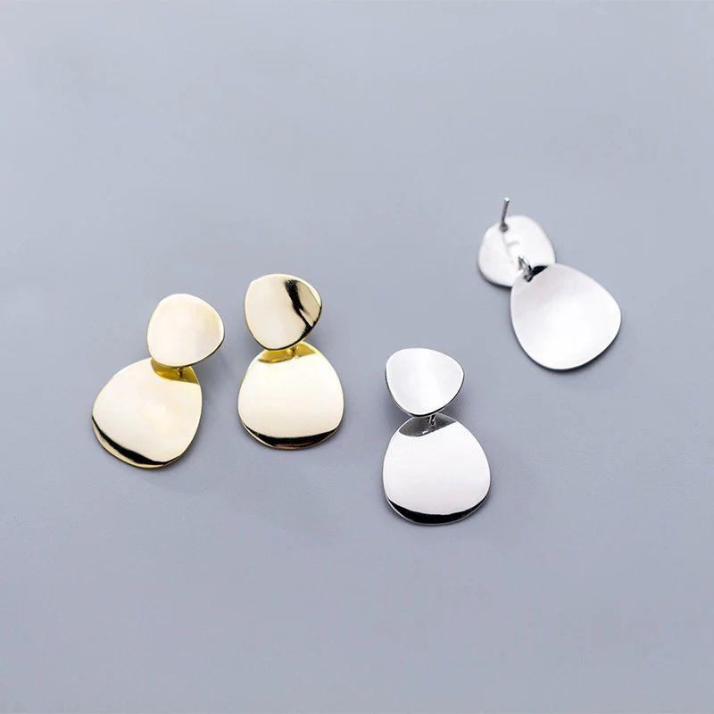 

Fashion Luxury Women 925 Sterling Silver Geometric Charm Coin Stud Earrings Jewelry