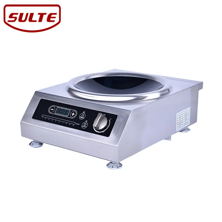 

Commercial kitchen stove wok 220v electric stove range, stainless steel induction cooker concave