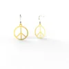 New design hook earrings gold plated high polish finished round peace sign dangle earrings stainless steel charm