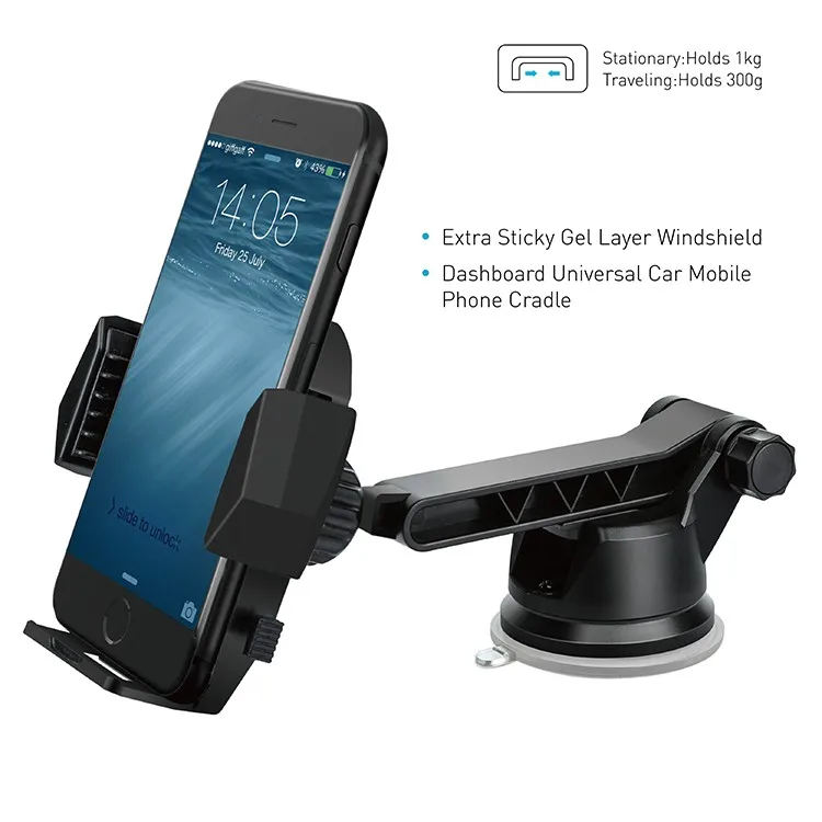 

Apps2car universal used car cell phone mount holder for front glass car or desk dashboard suction cup with adhesive tape, Black