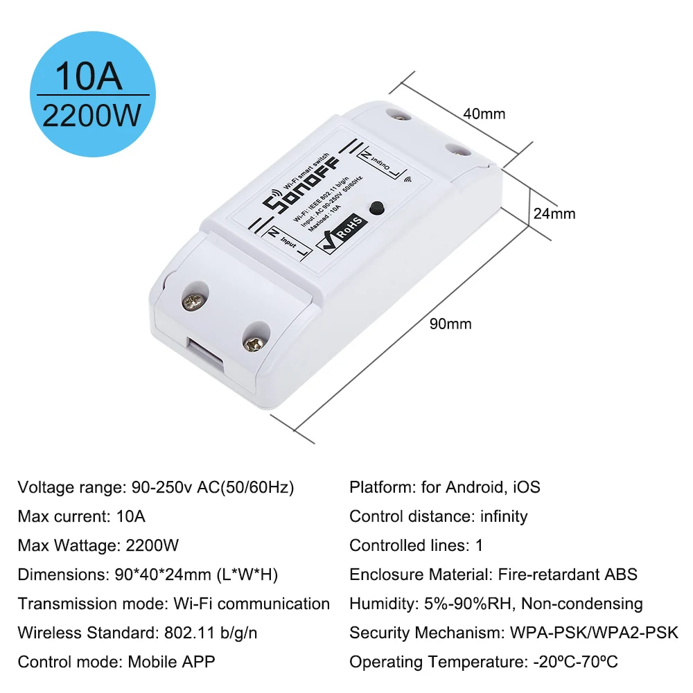 SONOFF 10A 2200W 86-Tipo Control remoto inalámbrico inteligente Contro SONOFF 10A 2200W 86-Tipo Control remoto inalámbrico inteligente Contro