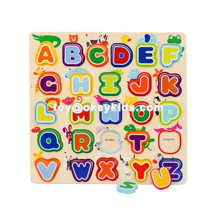 Top Sale Educational Abc Wooden Animal Letter Puzzle For Children