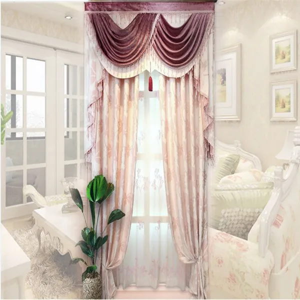 Design Double Swag Curtain And Sheer With Valance Curtain Buy Double