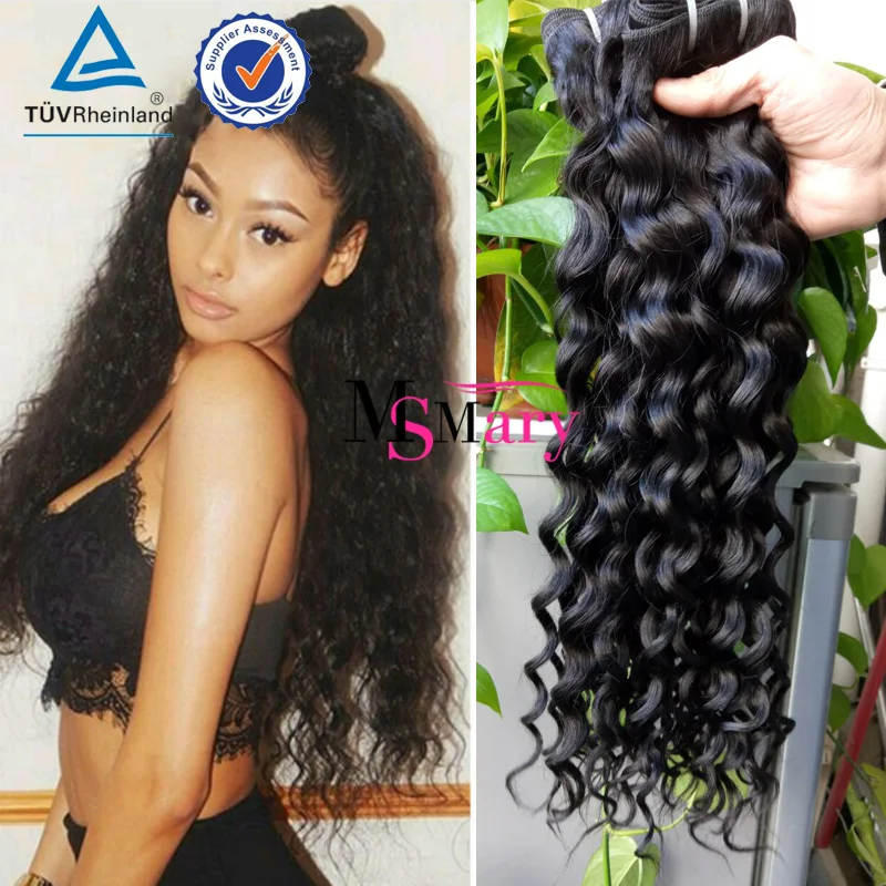 

Top Quality Mongolian Natural Wave Hair Unprocessed Remy Virgin Hair Wet Wavy, Natural color #1b
