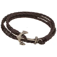 

2019 PU Leather Bracelet Handmade Braid Bracelet With Metal Anchor Men Bracelet Jewelry