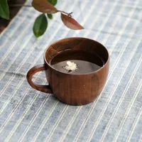 

wholesale Japan style drinkware Natural wood drinking mug/sake cup wooden coffee cup with handle