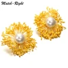Women Fashion Jewelry Statement Earrings Multicolor Nature Fibre Flower Sweet Style Ear Studs SP471