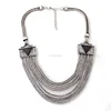 layered chain necklace with semi-precious stone