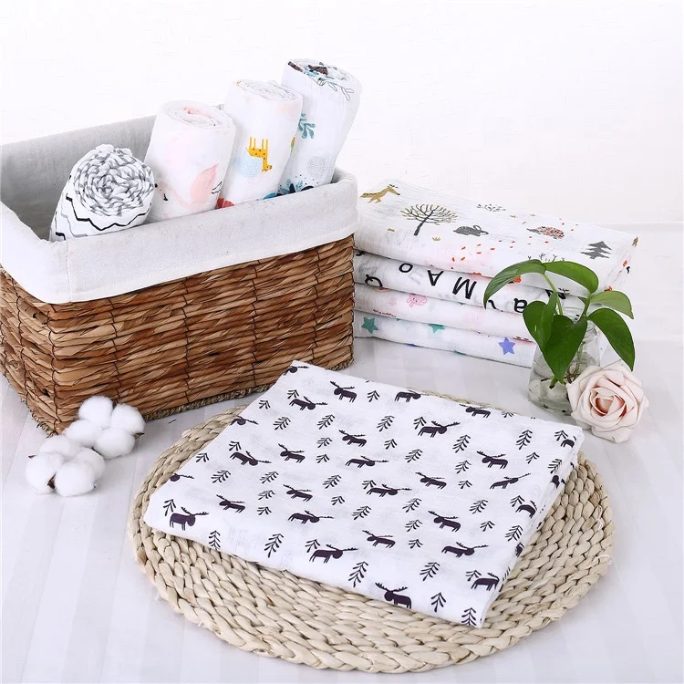 

wholesale newborn organic cotton swaddle muslin baby blanket
