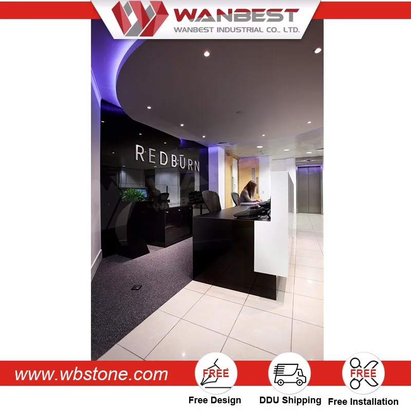 Professional mirror white reception desk l shaped counter with CE certificate