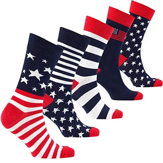 

USA Flag Dress Socks Mens Luxury Colorful Cotton Fun Novelty Socks